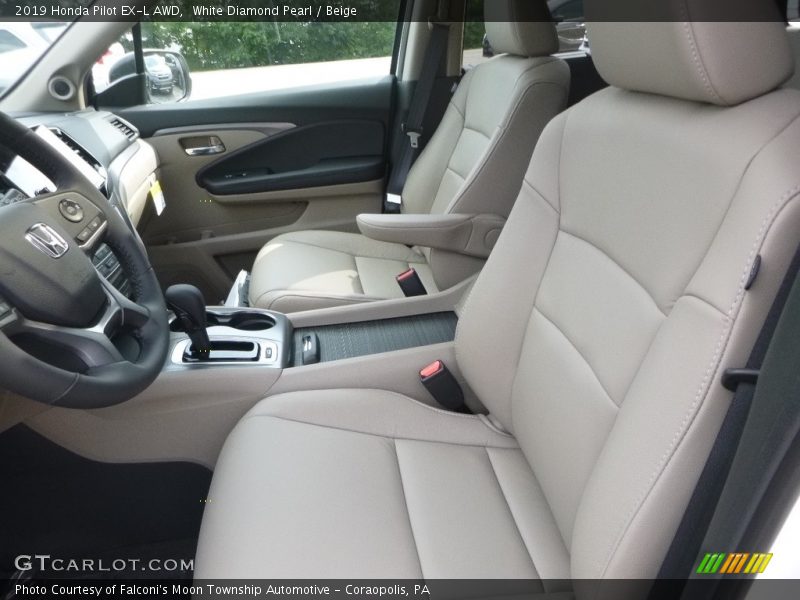 White Diamond Pearl / Beige 2019 Honda Pilot EX-L AWD
