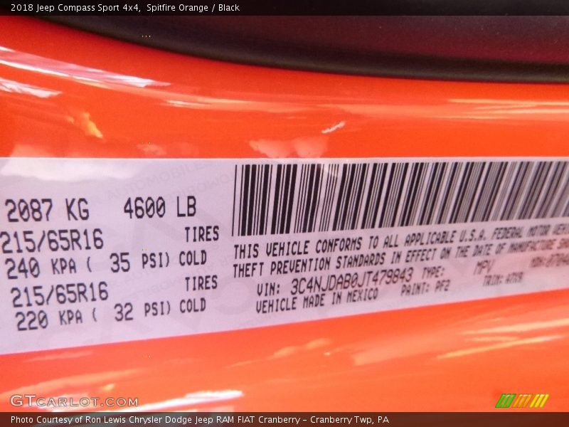 Spitfire Orange / Black 2018 Jeep Compass Sport 4x4