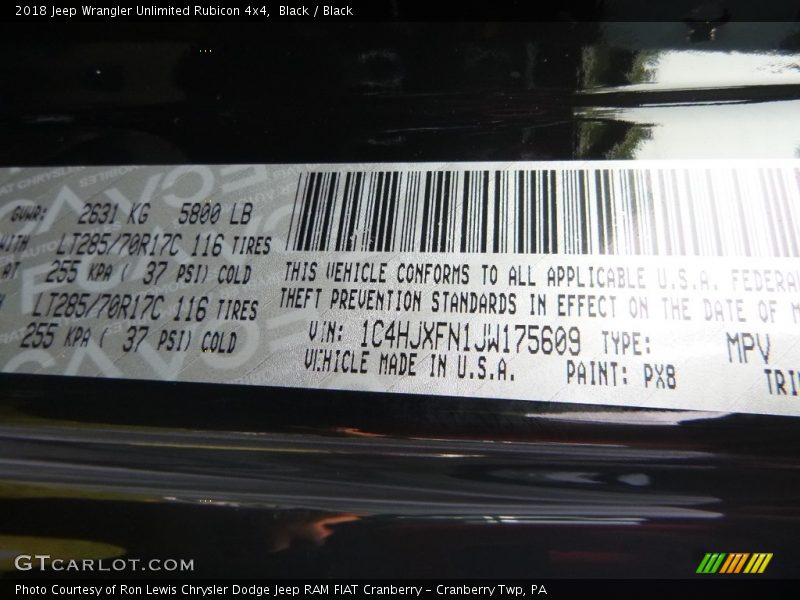 Black / Black 2018 Jeep Wrangler Unlimited Rubicon 4x4