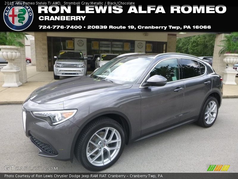 Stromboli Gray Metallic / Black/Chocolate 2018 Alfa Romeo Stelvio Ti AWD