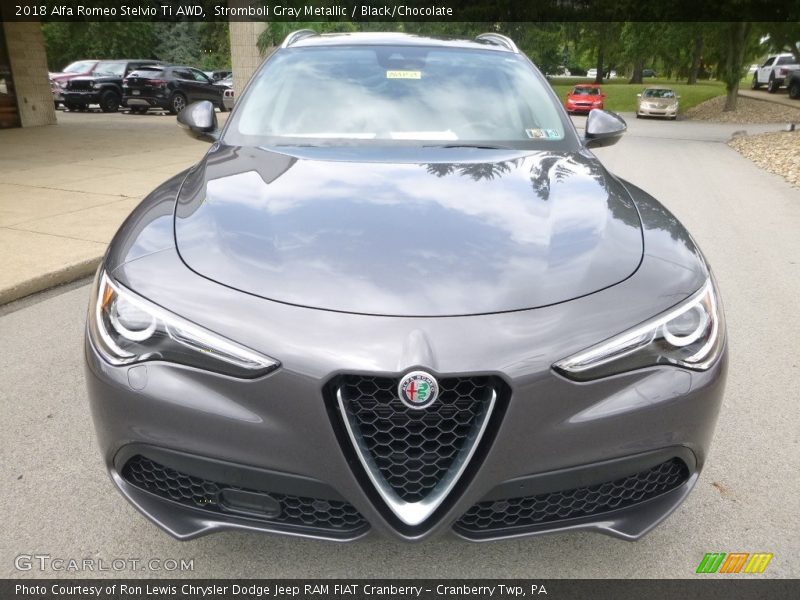 Stromboli Gray Metallic / Black/Chocolate 2018 Alfa Romeo Stelvio Ti AWD