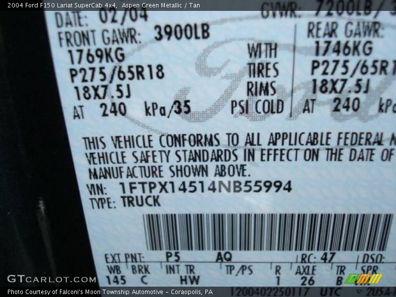 Aspen Green Metallic / Tan 2004 Ford F150 Lariat SuperCab 4x4