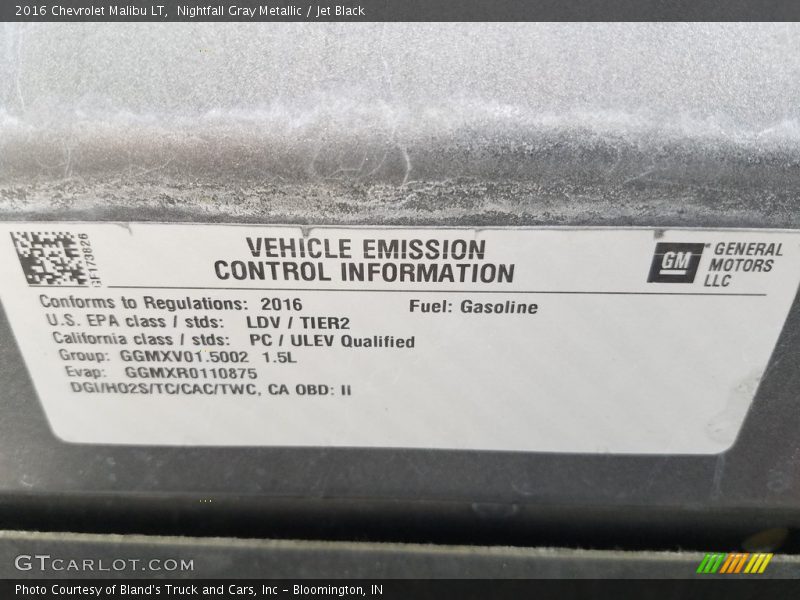 Nightfall Gray Metallic / Jet Black 2016 Chevrolet Malibu LT