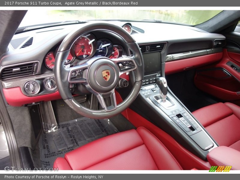 Agate Grey Metallic / Black/Bordeaux Red 2017 Porsche 911 Turbo Coupe