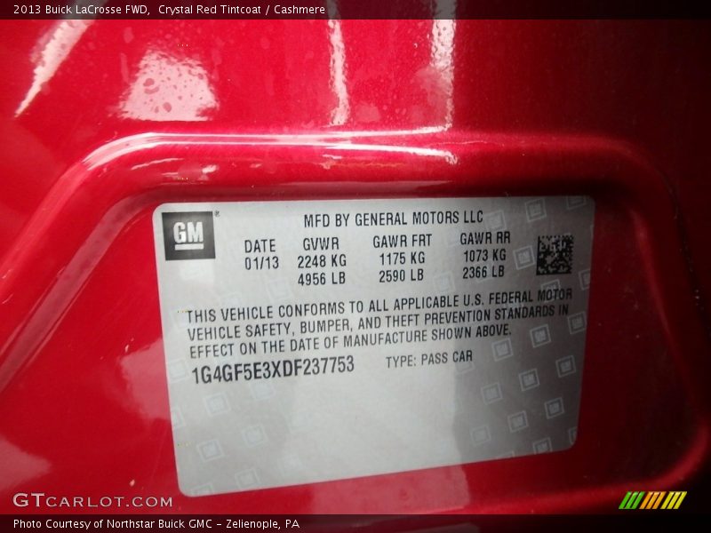 Crystal Red Tintcoat / Cashmere 2013 Buick LaCrosse FWD