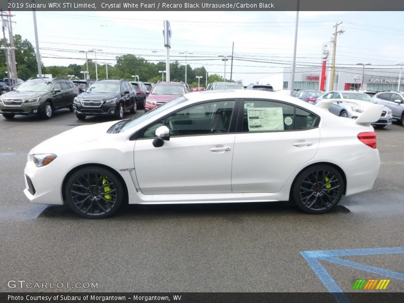 Crystal White Pearl / Recaro Black Ultrasuede/Carbon Black 2019 Subaru WRX STI Limited