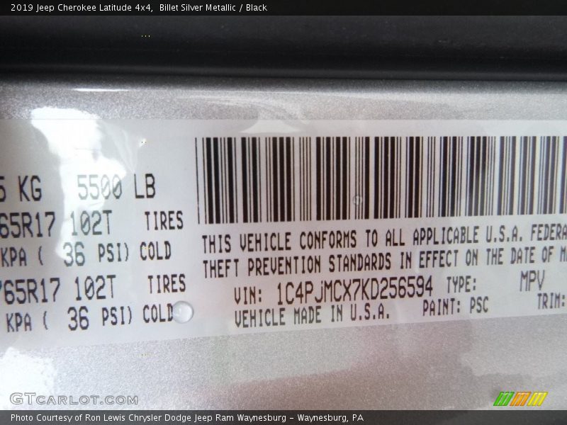 Billet Silver Metallic / Black 2019 Jeep Cherokee Latitude 4x4