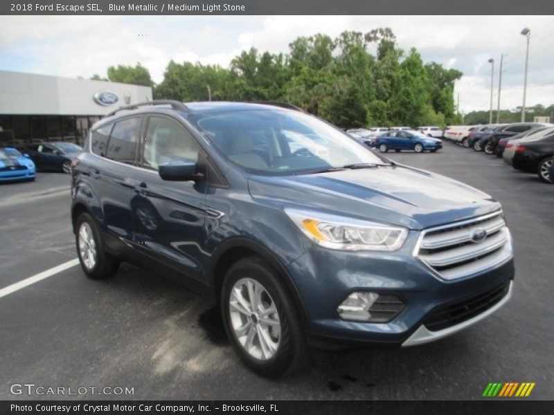 Blue Metallic / Medium Light Stone 2018 Ford Escape SEL