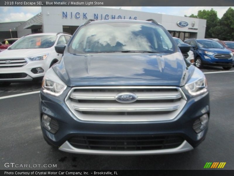 Blue Metallic / Medium Light Stone 2018 Ford Escape SEL