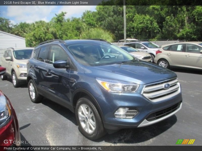 Blue Metallic / Medium Light Stone 2018 Ford Escape SE