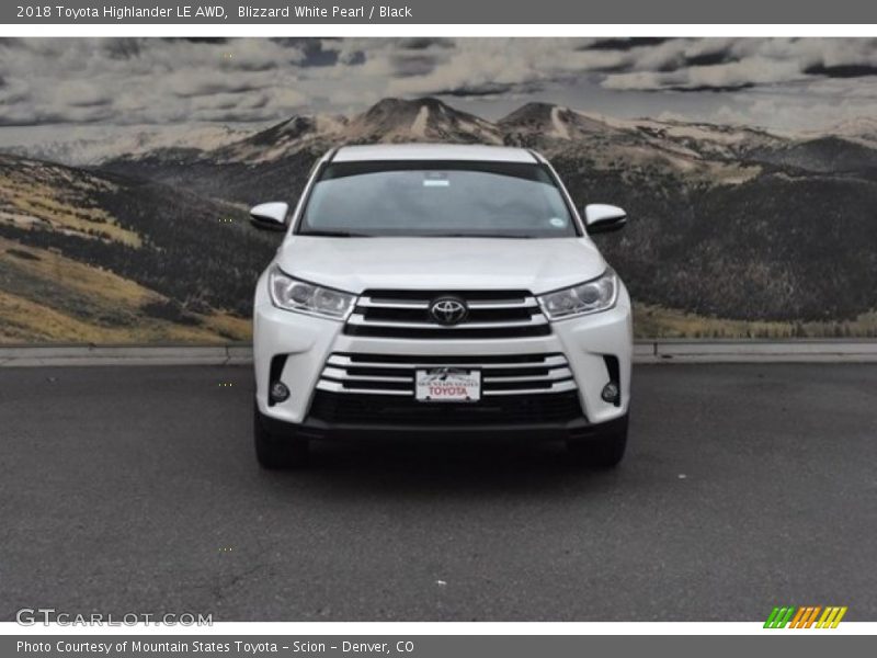 Blizzard White Pearl / Black 2018 Toyota Highlander LE AWD