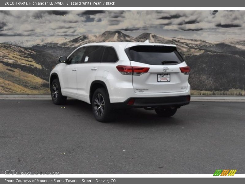 Blizzard White Pearl / Black 2018 Toyota Highlander LE AWD