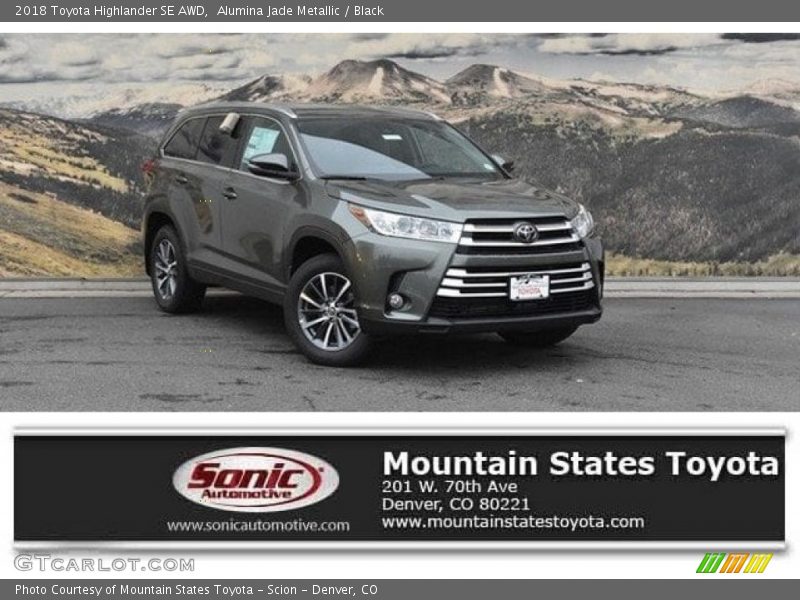 Alumina Jade Metallic / Black 2018 Toyota Highlander SE AWD