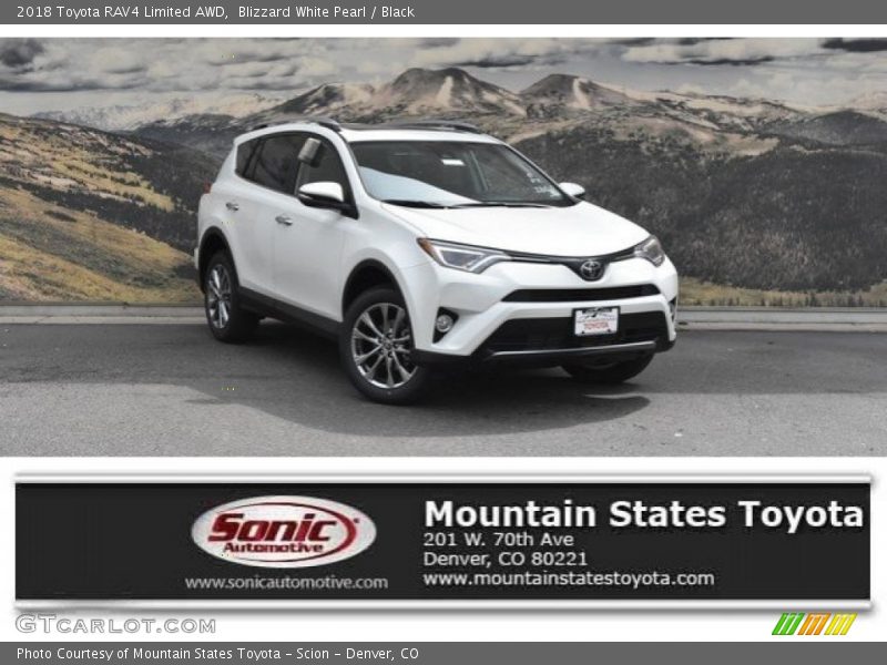 Blizzard White Pearl / Black 2018 Toyota RAV4 Limited AWD