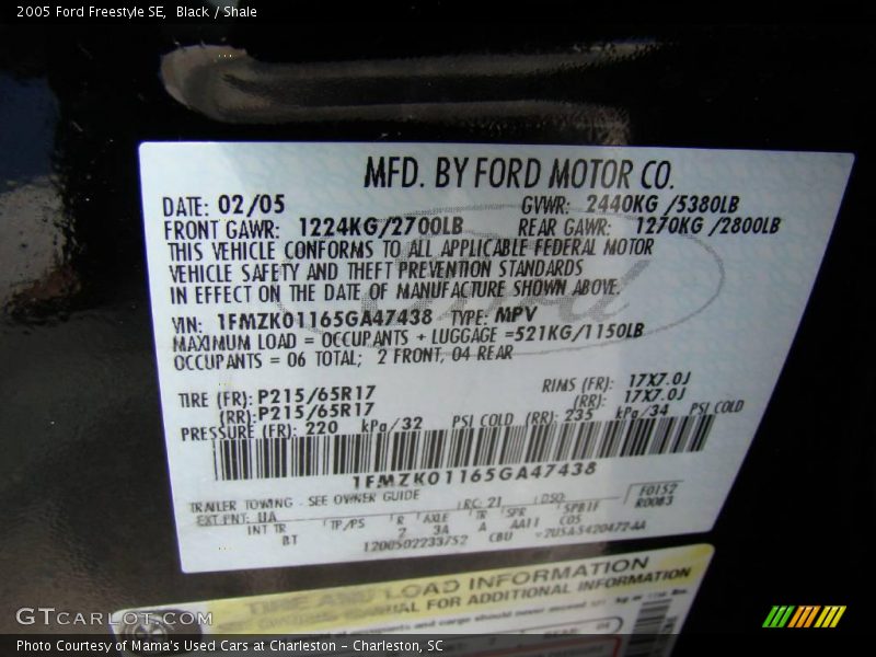 Black / Shale 2005 Ford Freestyle SE