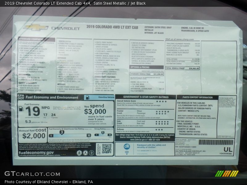Satin Steel Metallic / Jet Black 2019 Chevrolet Colorado LT Extended Cab 4x4