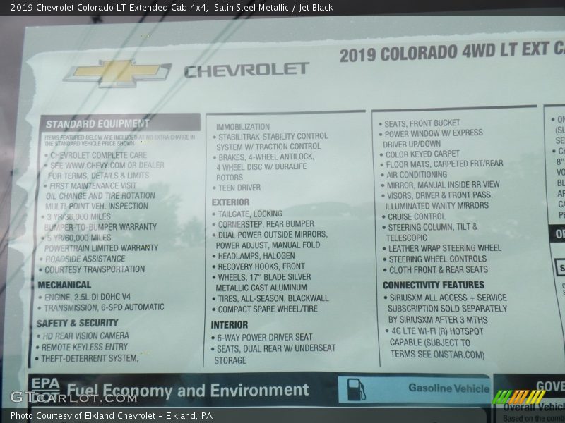 Satin Steel Metallic / Jet Black 2019 Chevrolet Colorado LT Extended Cab 4x4