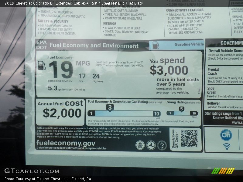 Satin Steel Metallic / Jet Black 2019 Chevrolet Colorado LT Extended Cab 4x4