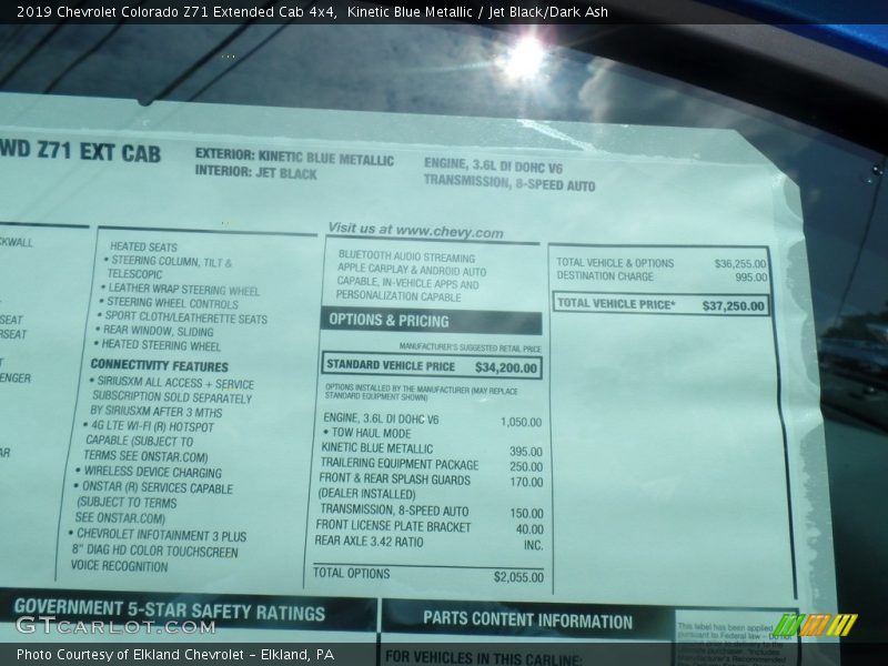  2019 Colorado Z71 Extended Cab 4x4 Window Sticker