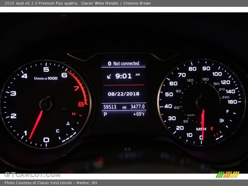 Glacier White Metallic / Chestnut Brown 2015 Audi A3 2.0 Premium Plus quattro