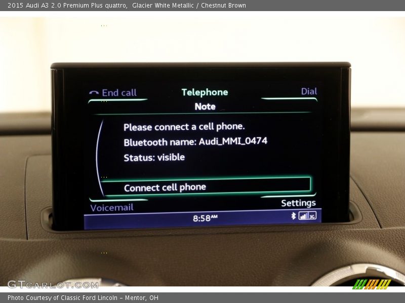 Glacier White Metallic / Chestnut Brown 2015 Audi A3 2.0 Premium Plus quattro