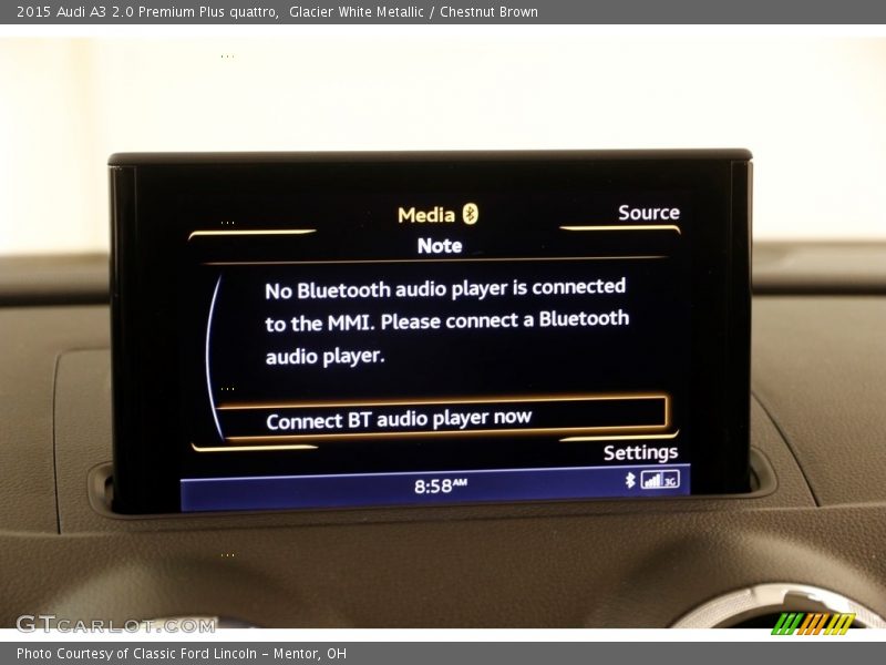 Glacier White Metallic / Chestnut Brown 2015 Audi A3 2.0 Premium Plus quattro