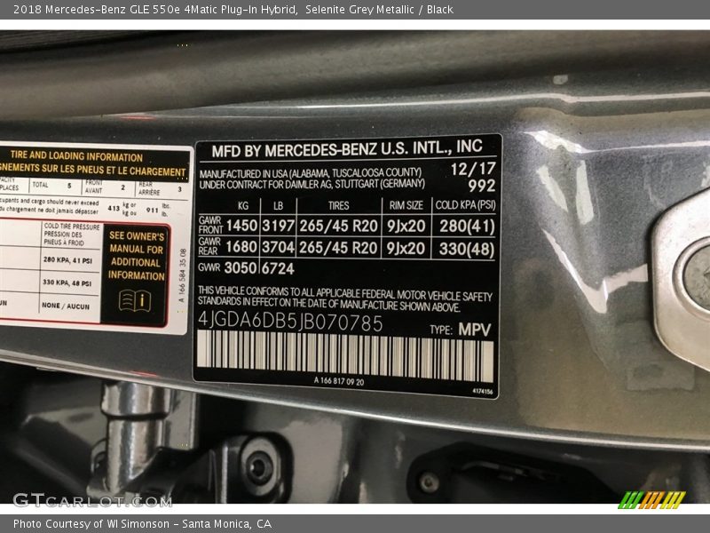 Selenite Grey Metallic / Black 2018 Mercedes-Benz GLE 550e 4Matic Plug-In Hybrid