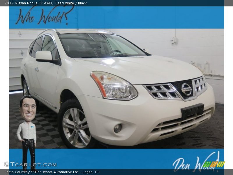Pearl White / Black 2012 Nissan Rogue SV AWD