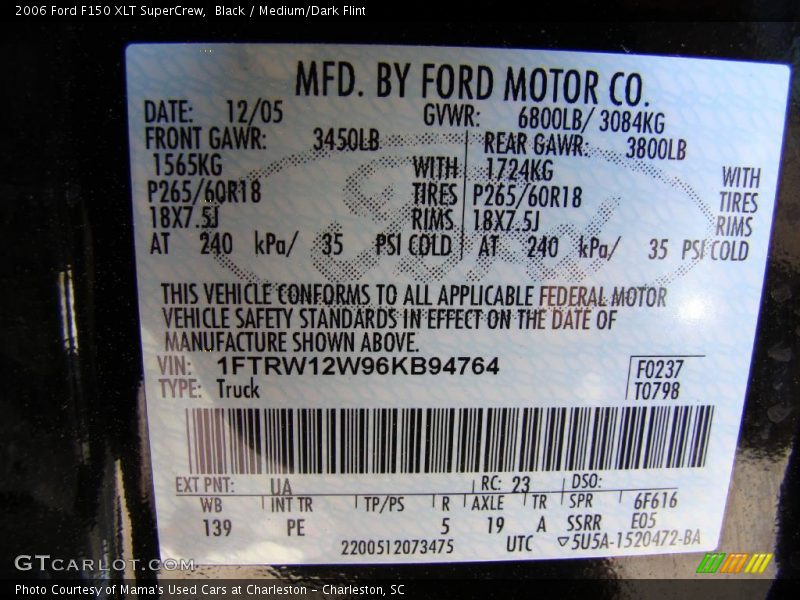 Black / Medium/Dark Flint 2006 Ford F150 XLT SuperCrew