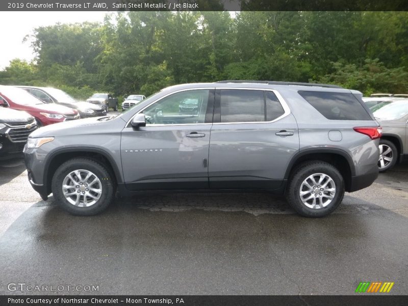 Satin Steel Metallic / Jet Black 2019 Chevrolet Traverse LT AWD