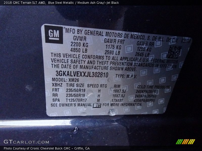 Blue Steel Metallic / Medium Ash Gray/­Jet Black 2018 GMC Terrain SLT AWD