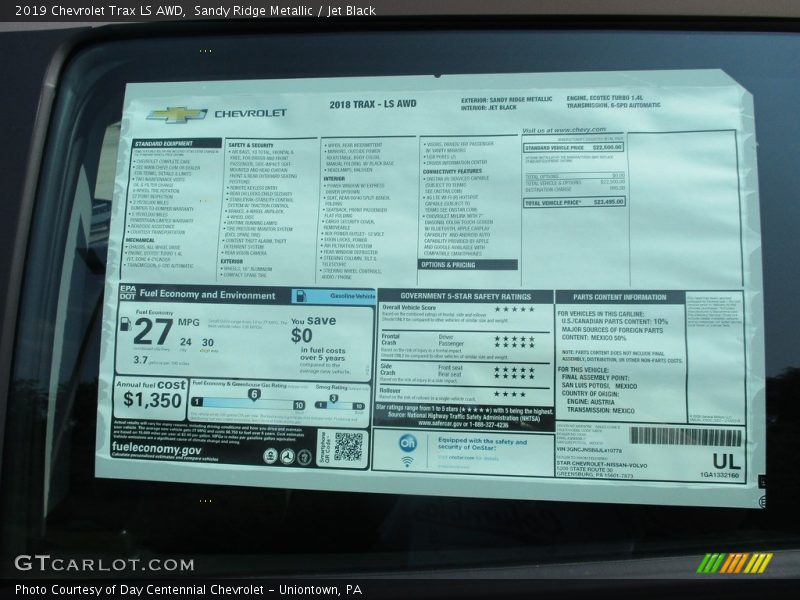  2019 Trax LS AWD Window Sticker