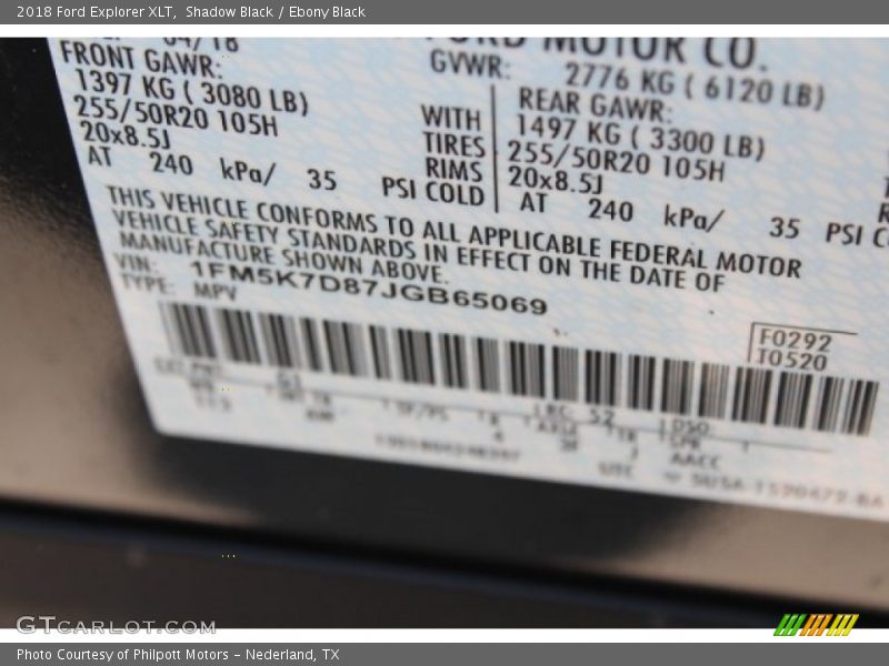 Shadow Black / Ebony Black 2018 Ford Explorer XLT