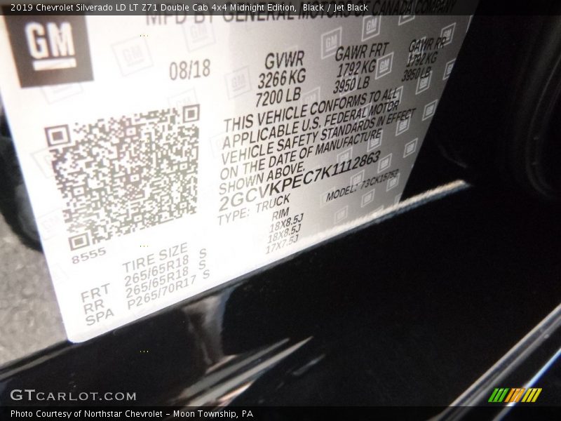 Black / Jet Black 2019 Chevrolet Silverado LD LT Z71 Double Cab 4x4 Midnight Edition