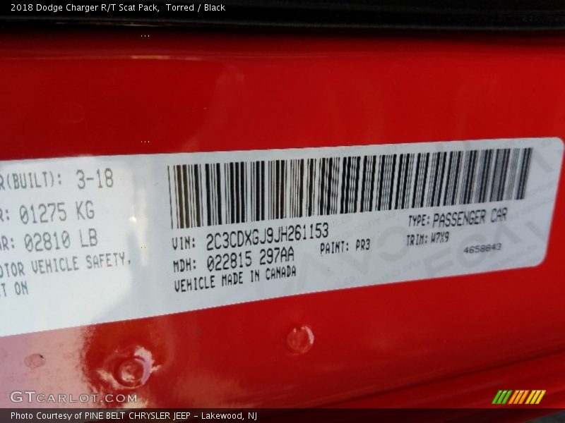 Torred / Black 2018 Dodge Charger R/T Scat Pack