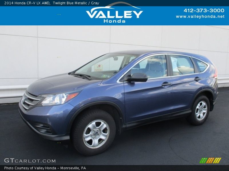 Twilight Blue Metallic / Gray 2014 Honda CR-V LX AWD
