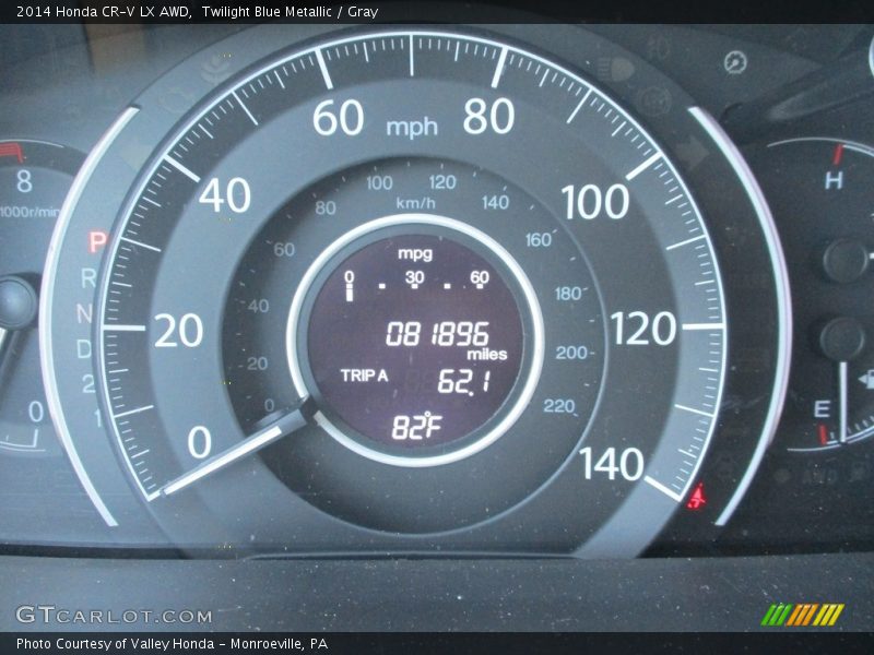 Twilight Blue Metallic / Gray 2014 Honda CR-V LX AWD