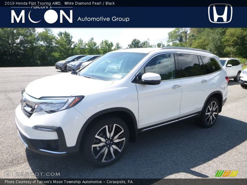 White Diamond Pearl / Black 2019 Honda Pilot Touring AWD
