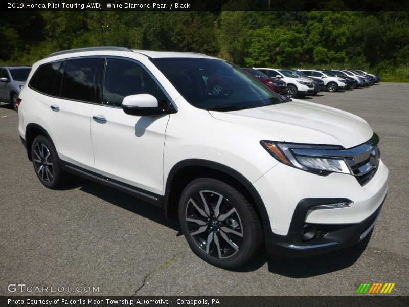 White Diamond Pearl / Black 2019 Honda Pilot Touring AWD