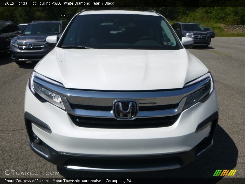 White Diamond Pearl / Black 2019 Honda Pilot Touring AWD