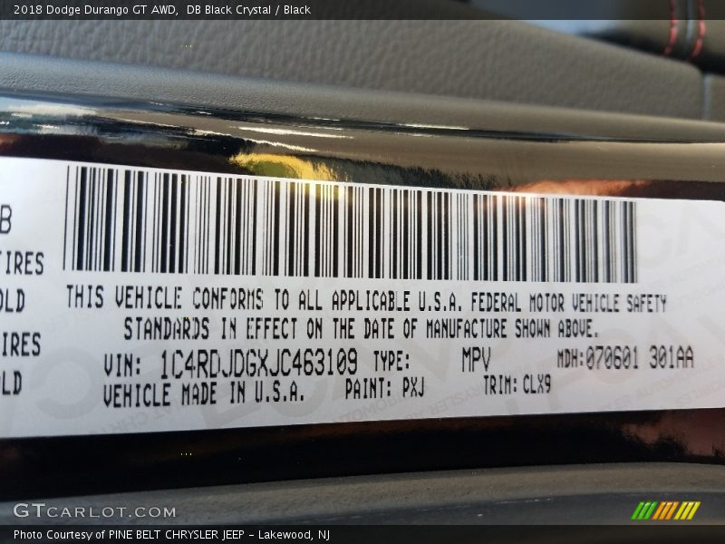 DB Black Crystal / Black 2018 Dodge Durango GT AWD