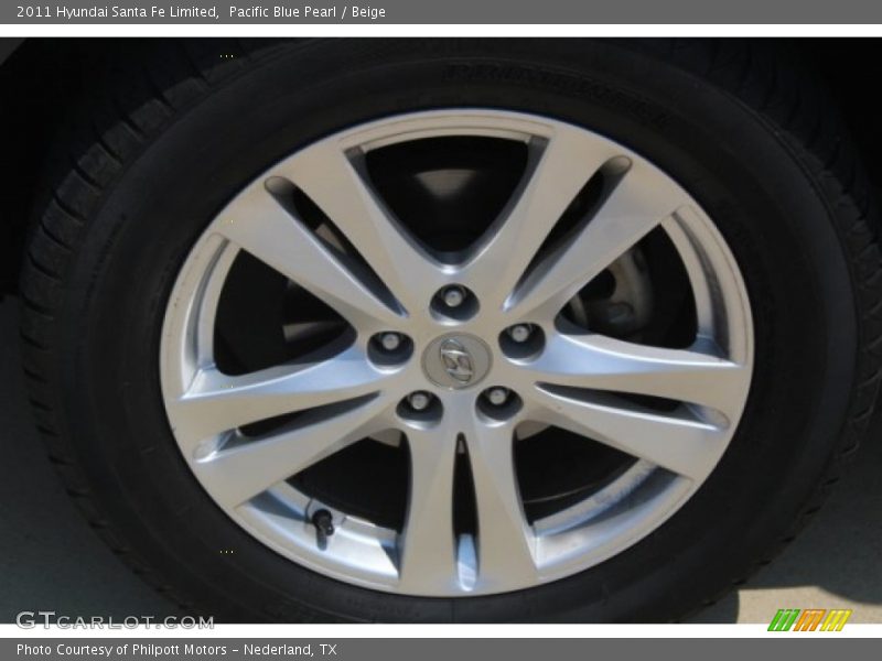 Pacific Blue Pearl / Beige 2011 Hyundai Santa Fe Limited