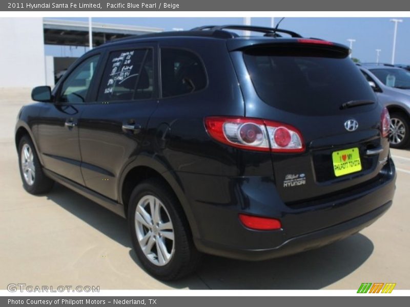 Pacific Blue Pearl / Beige 2011 Hyundai Santa Fe Limited
