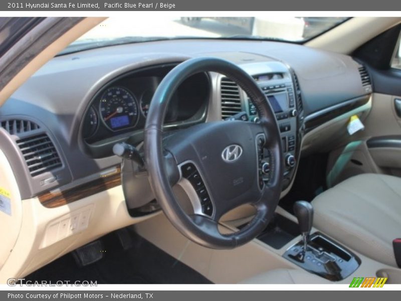 Pacific Blue Pearl / Beige 2011 Hyundai Santa Fe Limited
