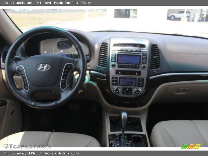 Pacific Blue Pearl / Beige 2011 Hyundai Santa Fe Limited