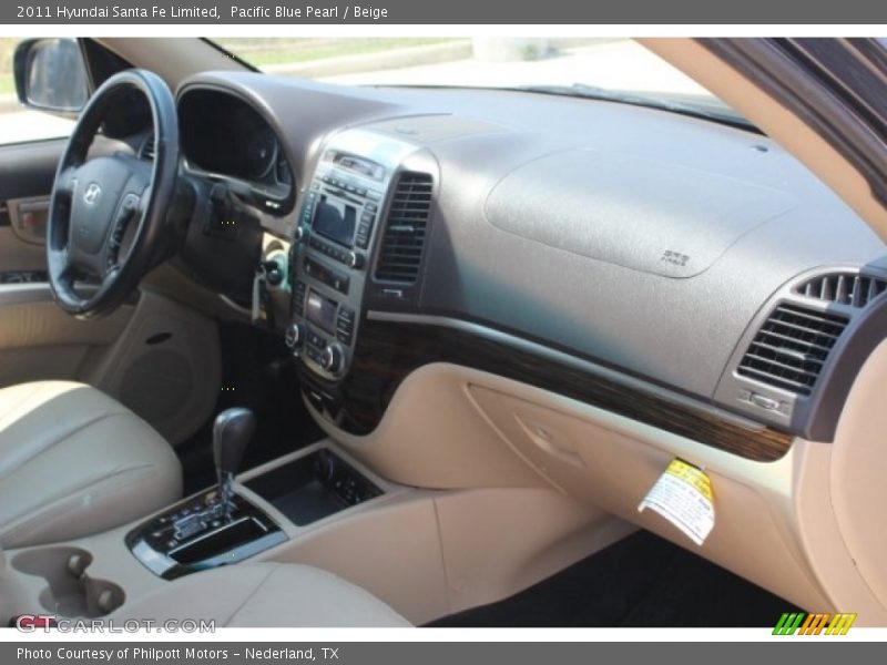 Pacific Blue Pearl / Beige 2011 Hyundai Santa Fe Limited