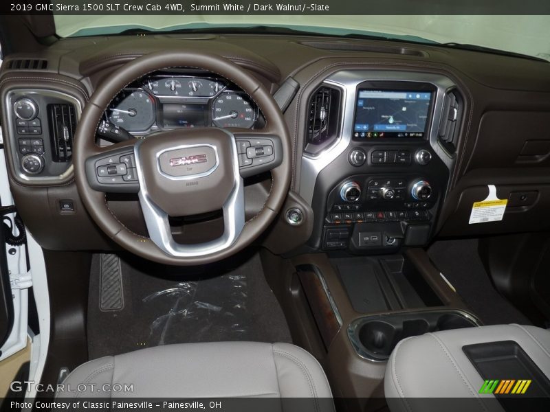 Summit White / Dark Walnut/­Slate 2019 GMC Sierra 1500 SLT Crew Cab 4WD