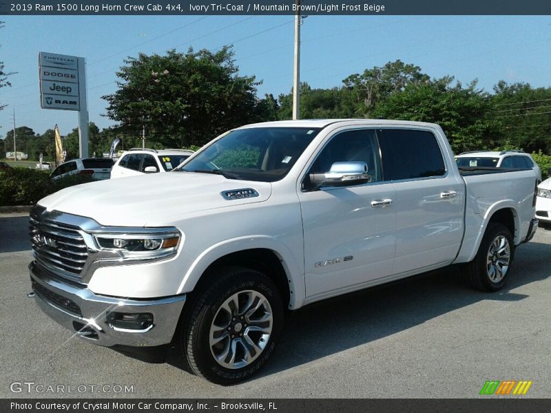 Ivory Tri–Coat / Mountain Brown/Light Frost Beige 2019 Ram 1500 Long Horn Crew Cab 4x4