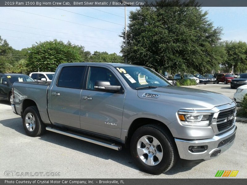 Billett Silver Metallic / Black/Diesel Gray 2019 Ram 1500 Big Horn Crew Cab