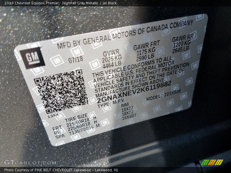 Nightfall Gray Metallic / Jet Black 2019 Chevrolet Equinox Premier
